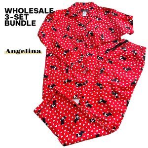Angelina Dog Print Pajamas Wholesale 3-Pack (S) Gift Ready Flannel Cotton